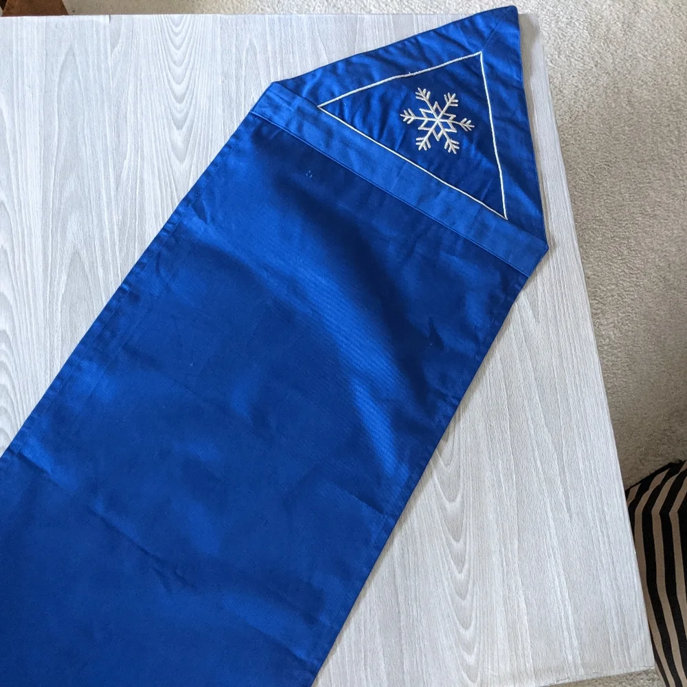 Winter Themed Blue & Silver Table Runner